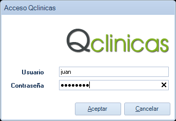 Pantalla de acceso a Qclinicas